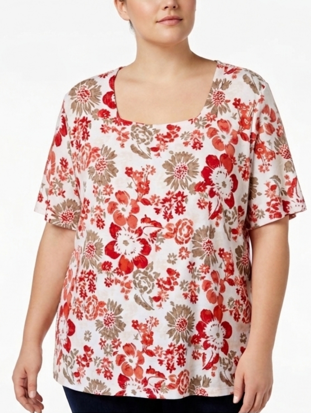 NWT JM Collection Floral Square Neck Top